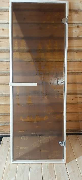 Фотография покупателя товара Дверь для бани и сауны "Банька в лесу", сатин, 6мм, УФ-печать,190х67см, Добропаровъ - Фото 1