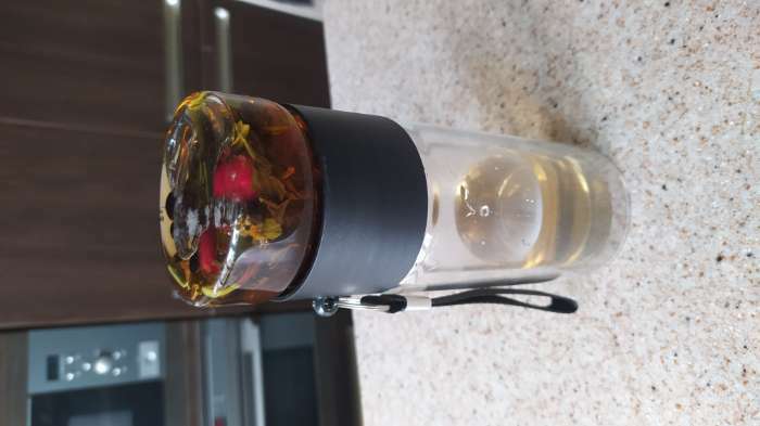 Фотография покупателя товара Термос стеклянный, заварник чайный «На ходу», 250 мл, h=19 см, с двойными стенками - Фото 6