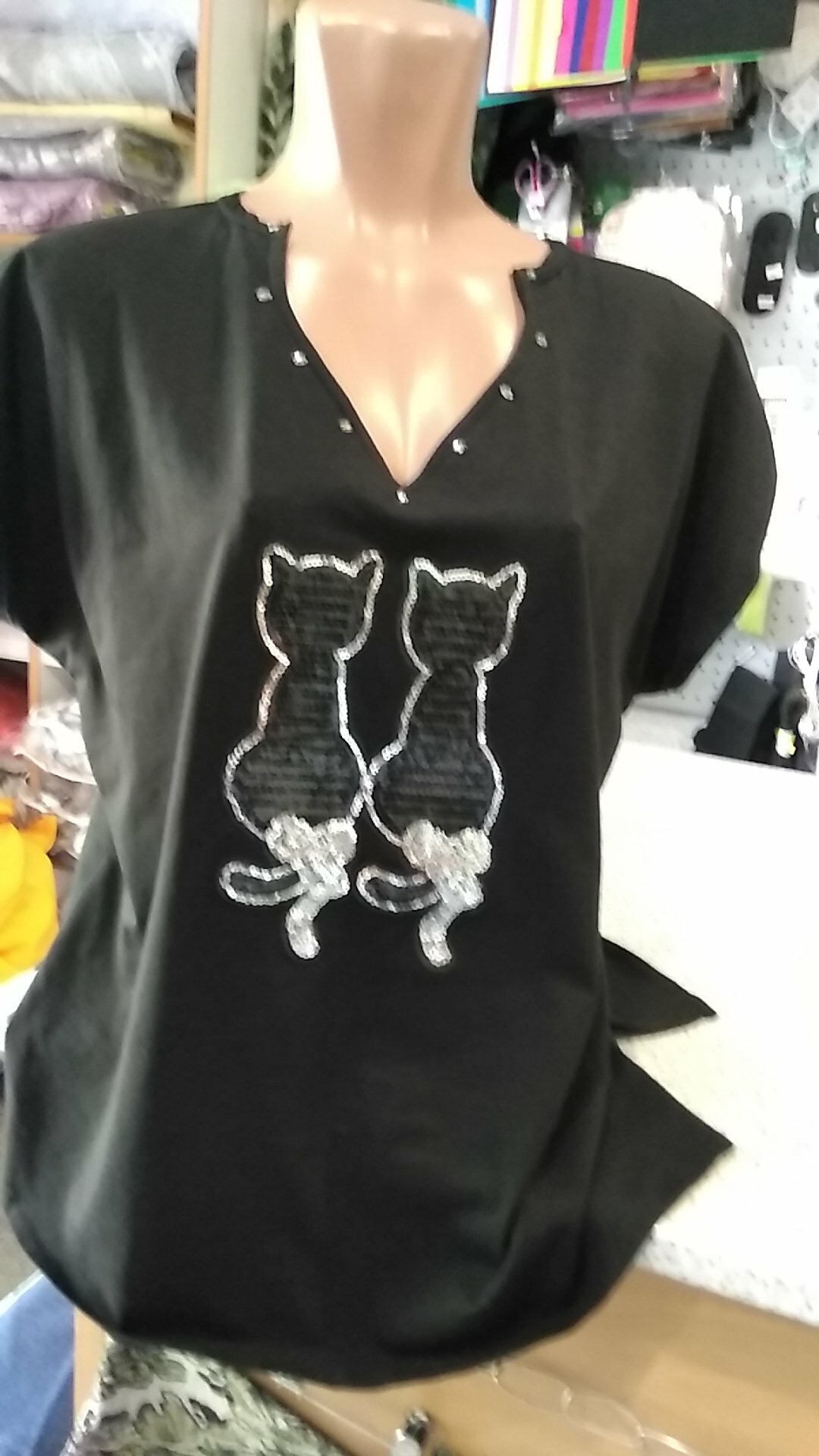 Фотография покупателя товара Термоаппликация «Коты», с пайетками, 14,5 × 21,5 см, цвет чёрный - Фото 2