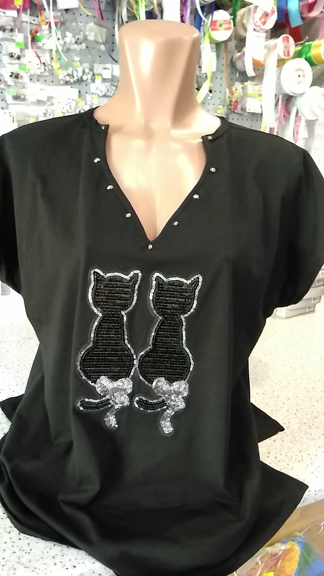 Фотография покупателя товара Термоаппликация «Коты», с пайетками, 14,5 × 21,5 см, цвет чёрный - Фото 1