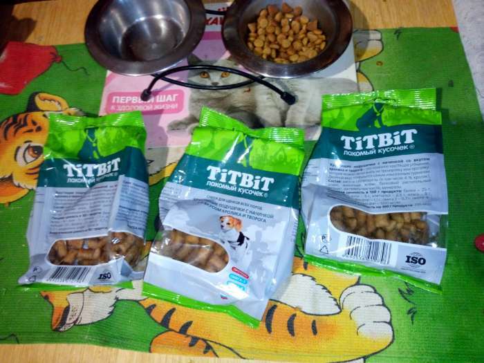 Фотография покупателя товара Хрустящие подушечки TiTBiT со вкусом кролика и творога для щенков, 95 г - Фото 2