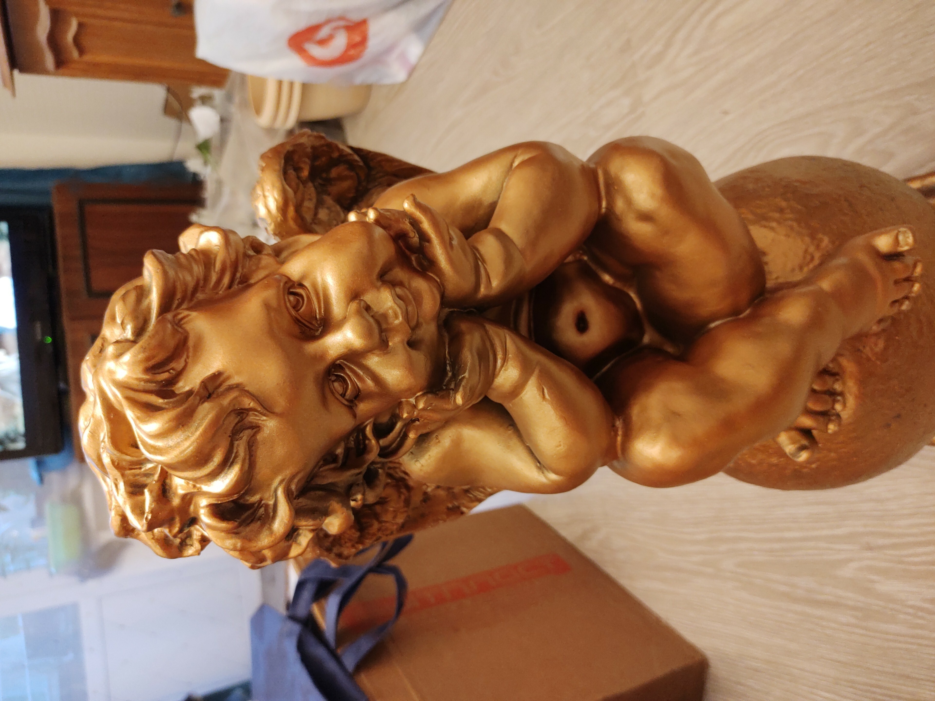 Фотография покупателя товара Фигура "Ангел на шаре" большой бронза 22х22х65см - Фото 5