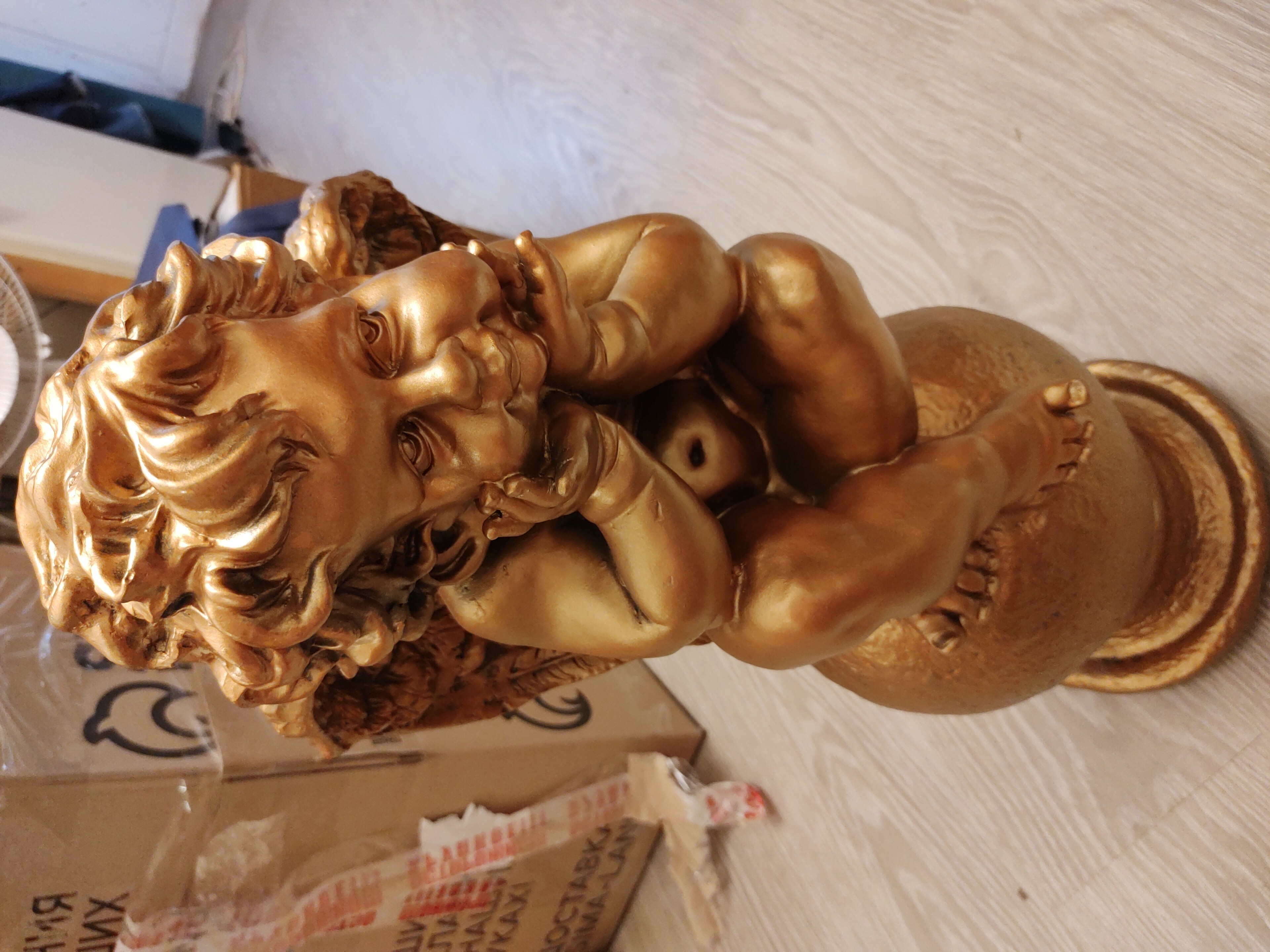 Фотография покупателя товара Фигура "Ангел на шаре" большой бронза 22х22х65см - Фото 4