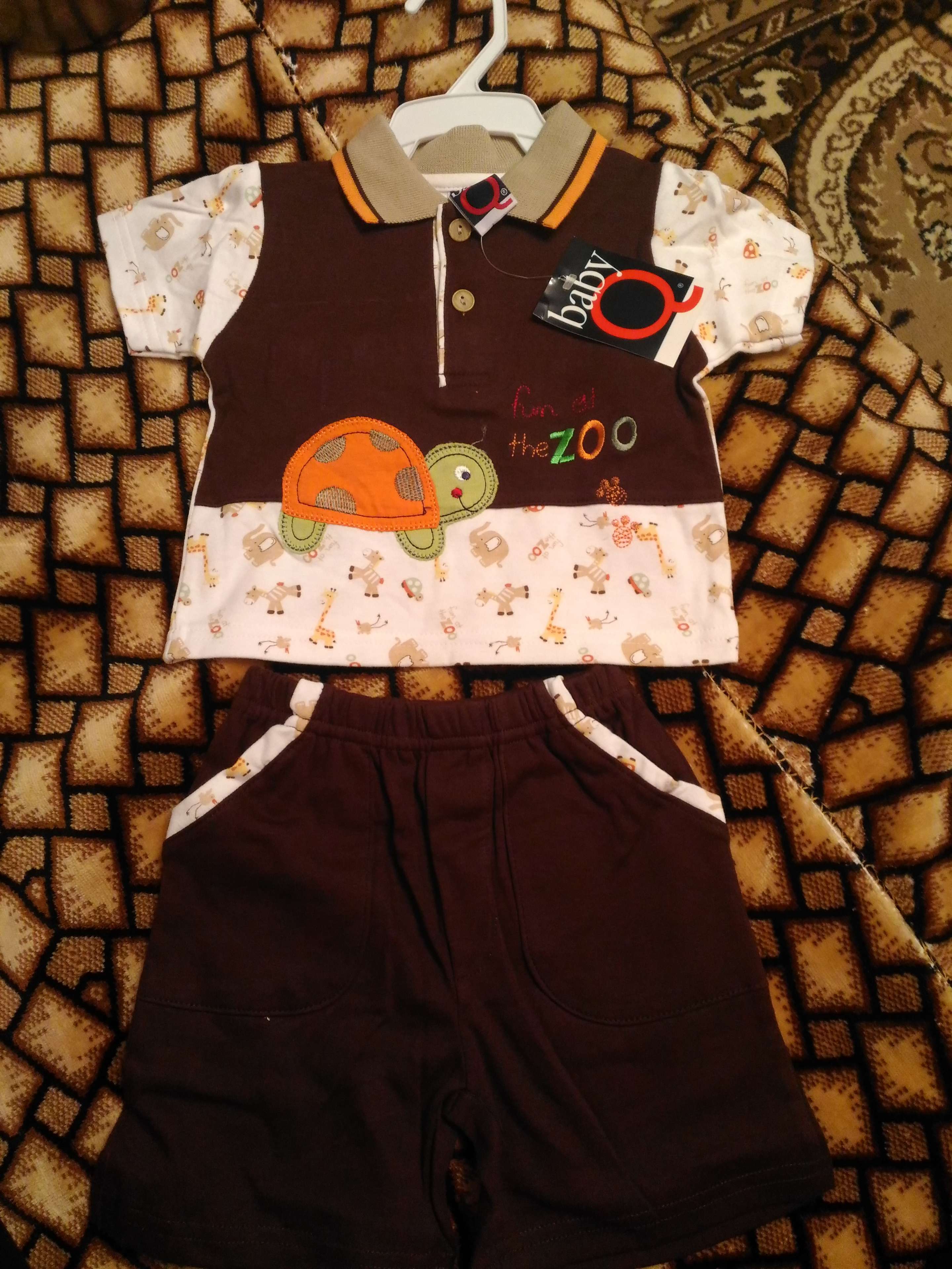 Фотография покупателя товара Комплект для мальчика (футболка+шорты) "Черепашка", рост 74-80 см (6-9 мес.), цвет коричневый - Фото 1