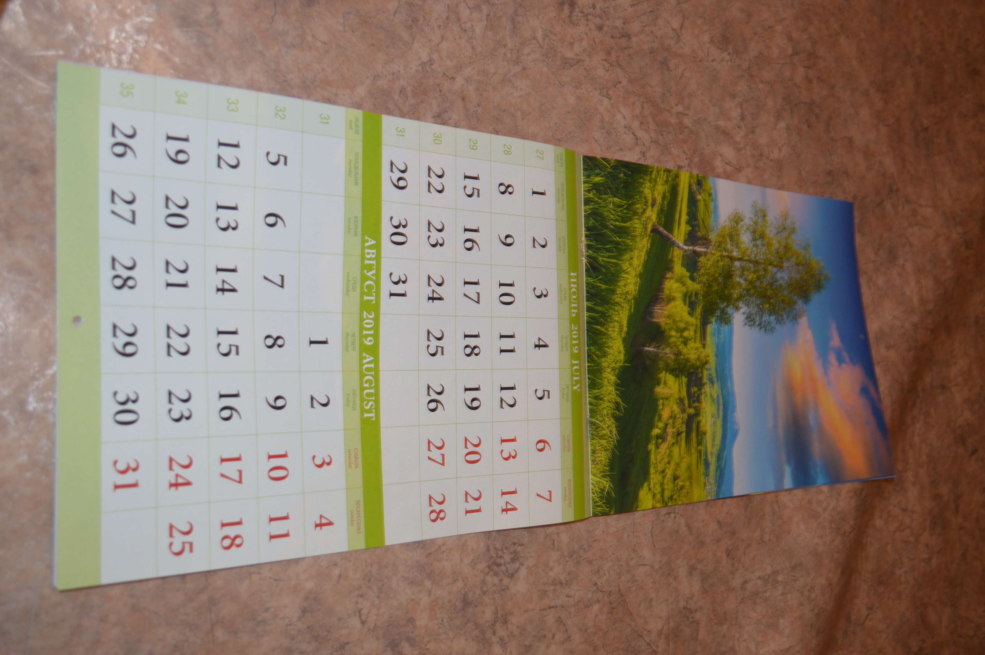 Фотография покупателя товара Календарь на скрепке "Времена года" 2019 год, 21,5х29,5см - Фото 5