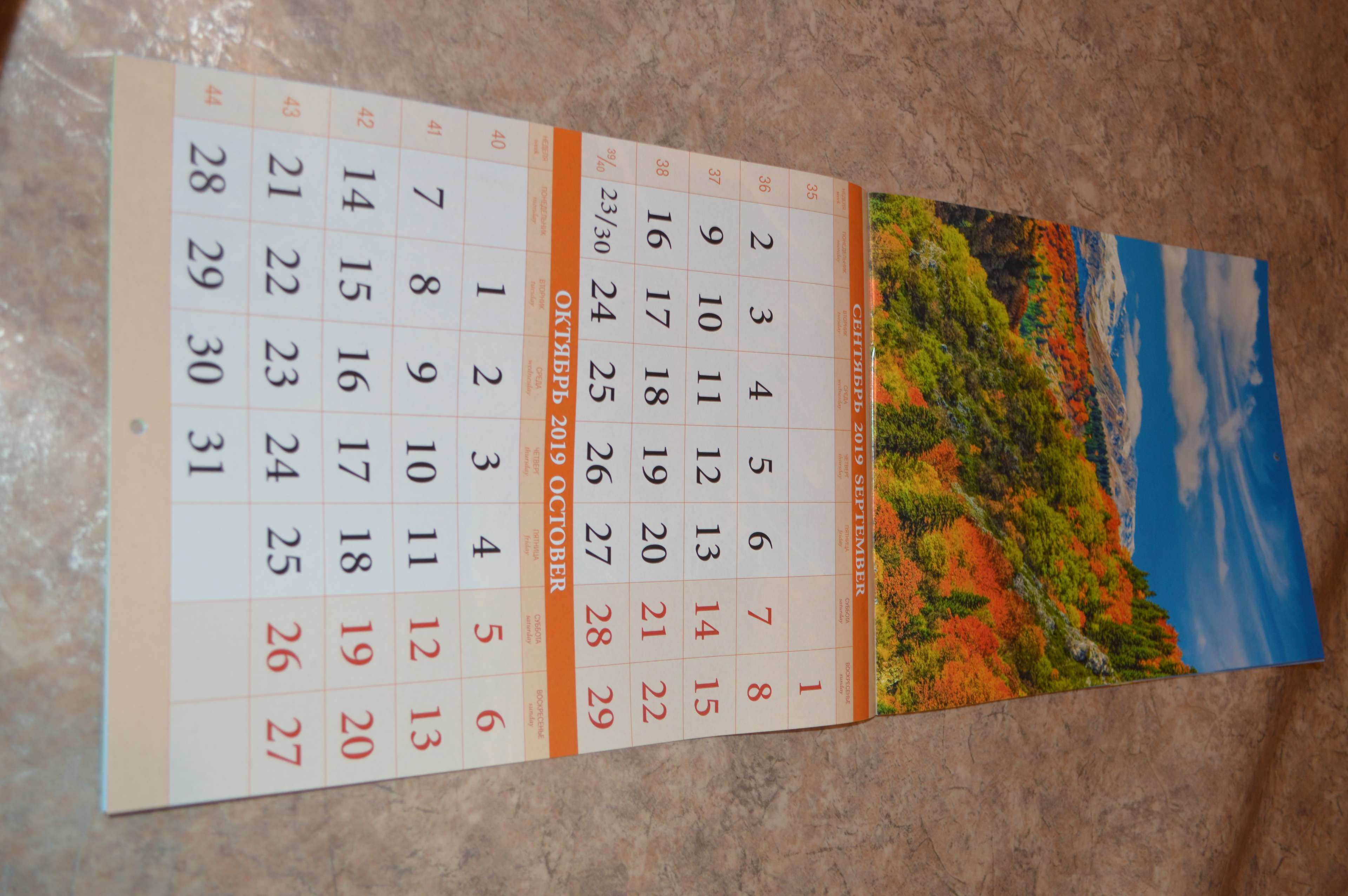 Фотография покупателя товара Календарь на скрепке "Времена года" 2019 год, 21,5х29,5см - Фото 7