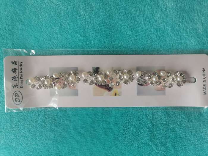 Фотография покупателя товара Аксессуар для волос "Никки"  цветы с бусинками, 23 см, серебро