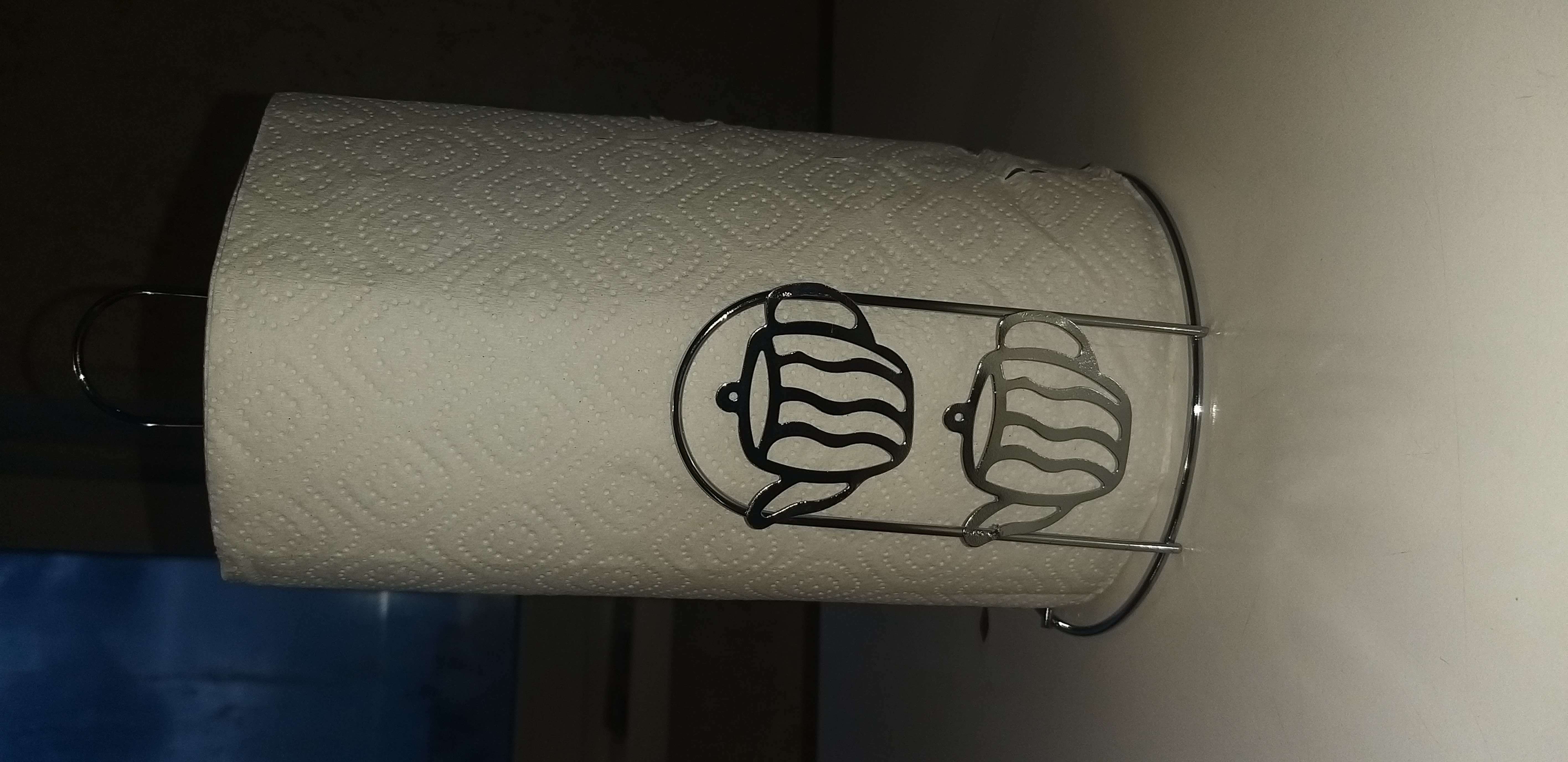 Фотография покупателя товара Подставка под бумажные полотенца Доляна «Чайнички», 13,7×13,7×26,3 см, цвет хром - Фото 1