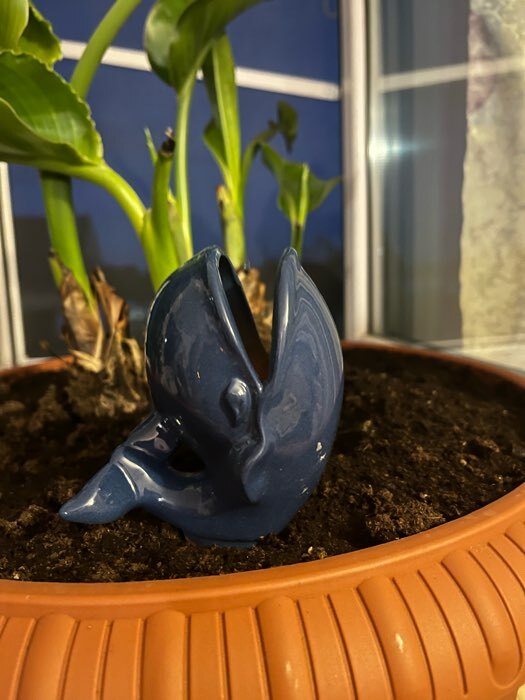 Фотография покупателя товара Ороситель для комнатных и садовых растений "Кит" Кунгурская керамика, 0.2 л, 19 см, синий