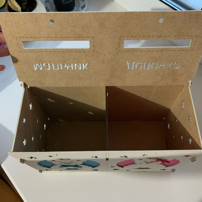 Фотография покупателя товара Коробка для денег "На новорожденных", розово-голубая, сборная, 27,5*12,5*19