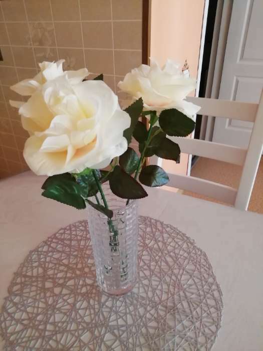 Фотография покупателя товара Цветы искусственные "Роза Глория" 9х60 см, белый - Фото 7