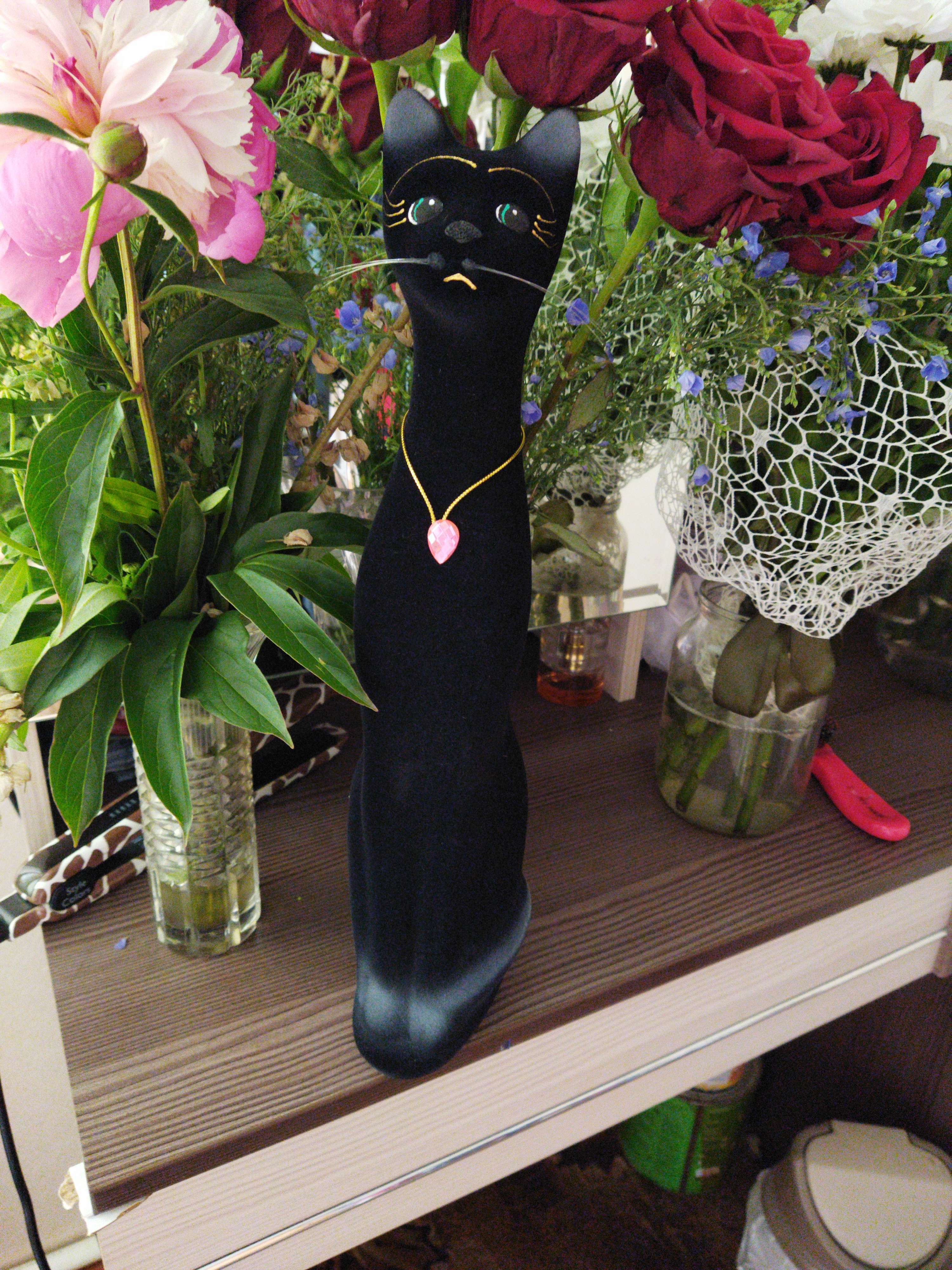Фотография покупателя товара Копилка "Кот", флок, чёрная, керамика, 40 см, микс - Фото 1