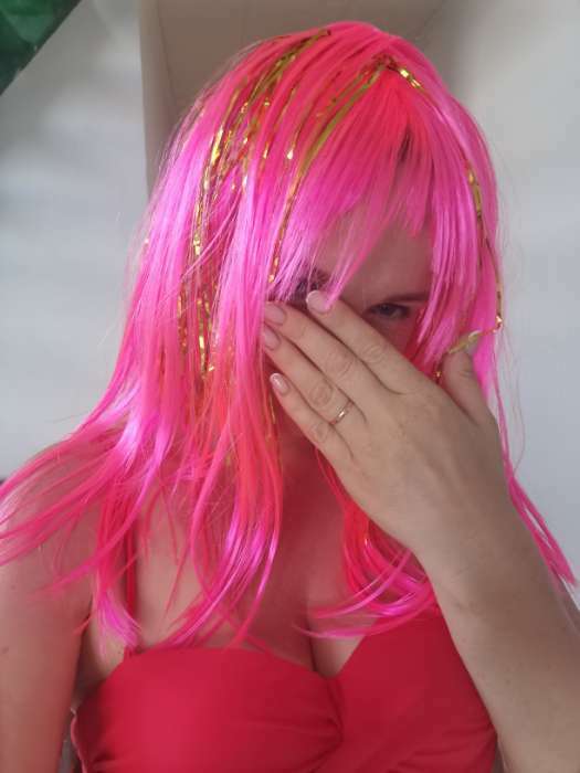 Фотография покупателя товара Карнавальный парик «Блеск», цвет розовый - Фото 1