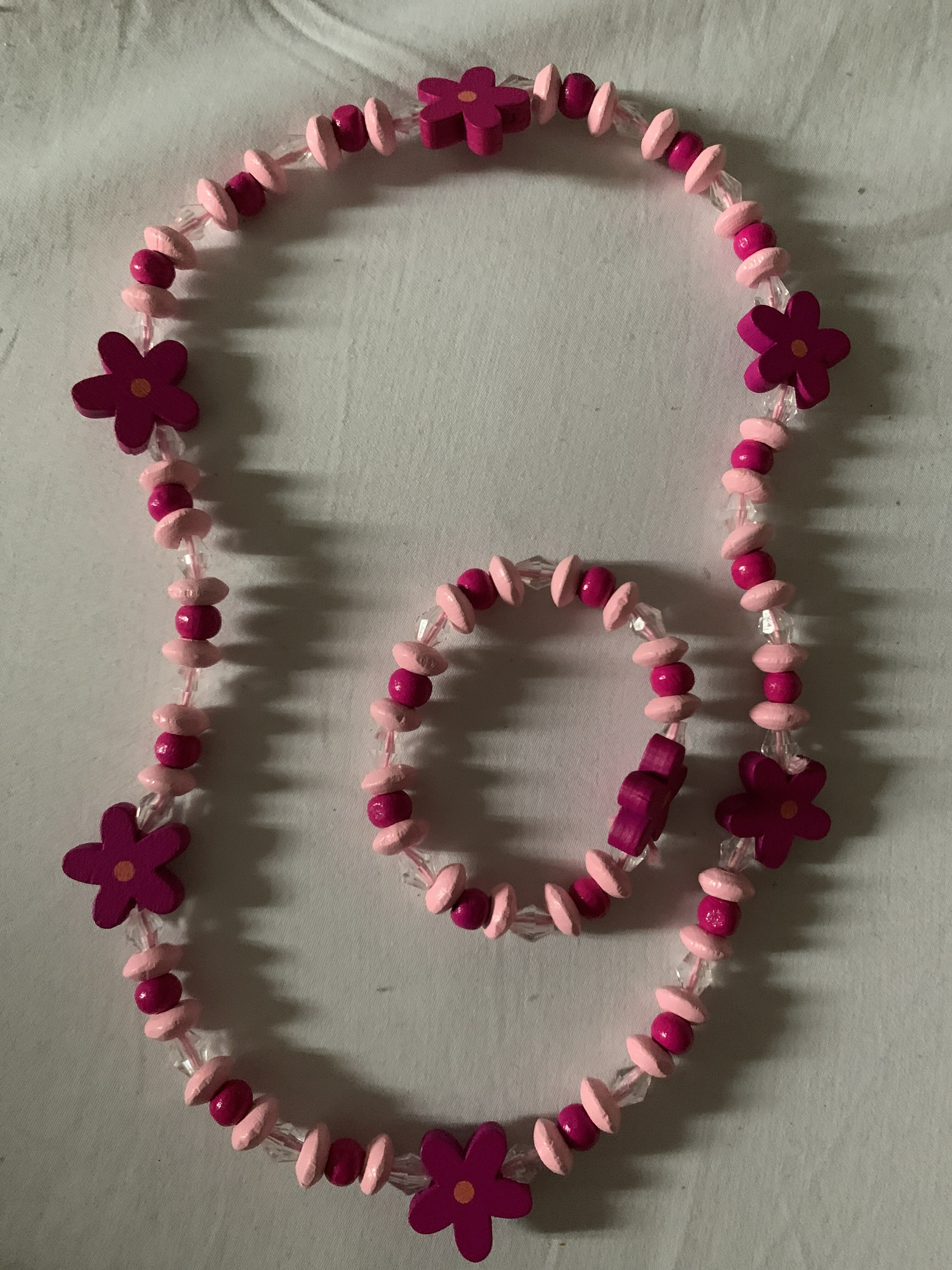 Фотография покупателя товара Набор детский «Выбражулька» 2 предмета: бусы, браслет, цветочки, цвет розовый - Фото 3