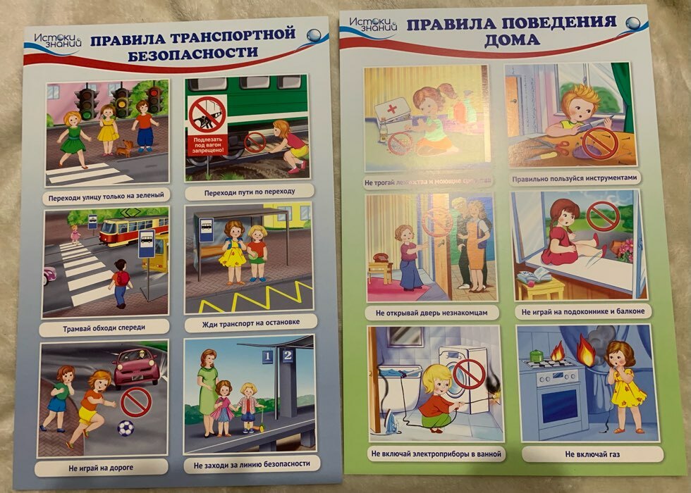 Фотография покупателя товара Набор мини-плакатов "Уроки безопасности для детей" 4 листа, текст на обороте, А4 - Фото 2