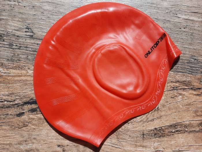 Фотография покупателя товара Шапочка для бассейна взрослая силиконовая с ушами, цвета МИКС, обхват 54-60 см