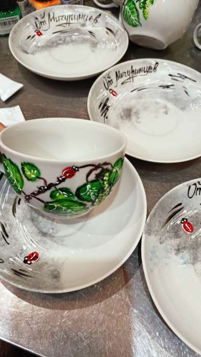 Фотография покупателя товара Чайная пара фарфоровая «Янтарь», 200 мл, чашка d=8,8 см, блюдце d=14 см - Фото 3