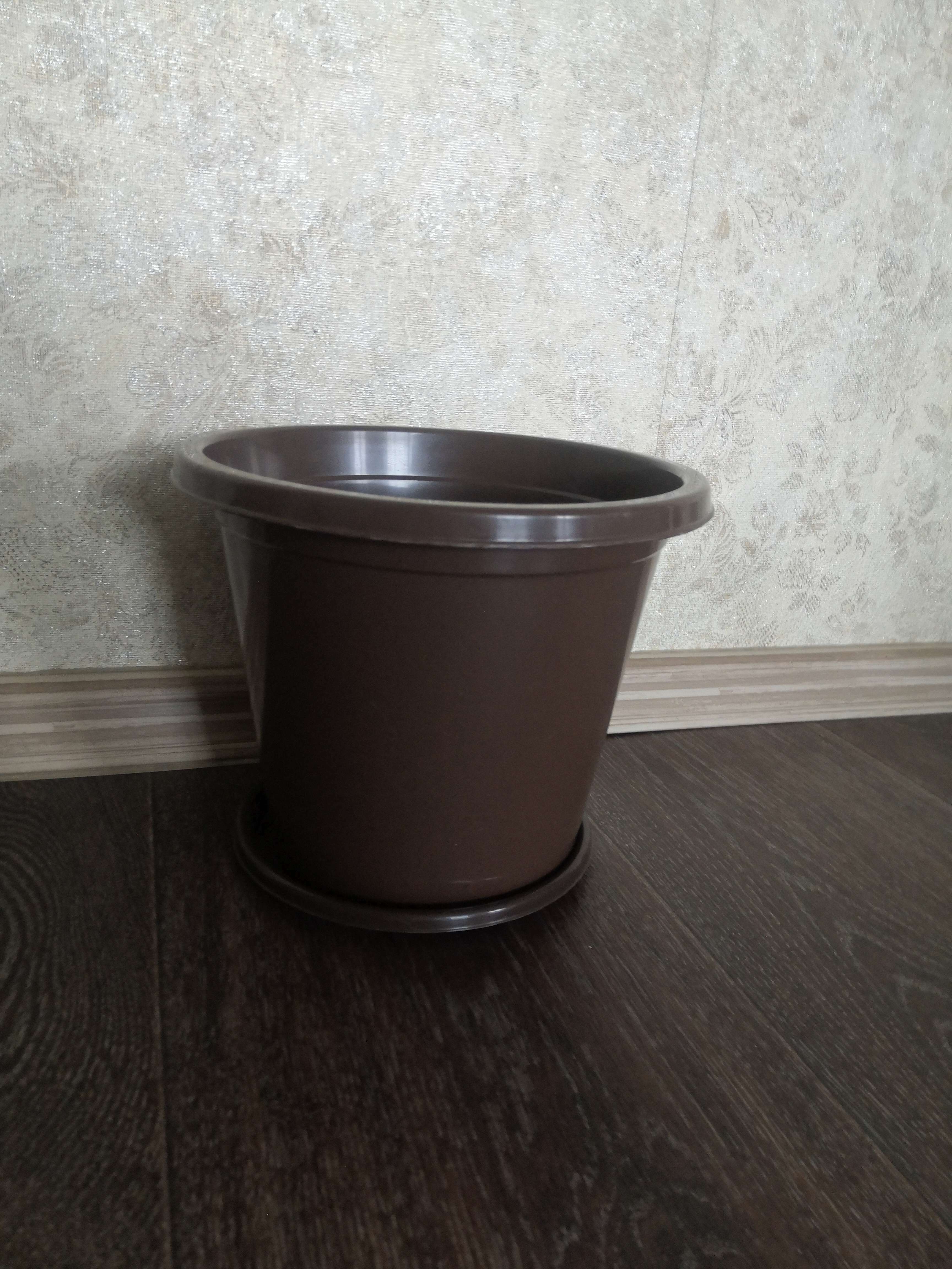 Фотография покупателя товара Горшок с поддоном «Эконом», 1 л, цвет коричневый - Фото 2