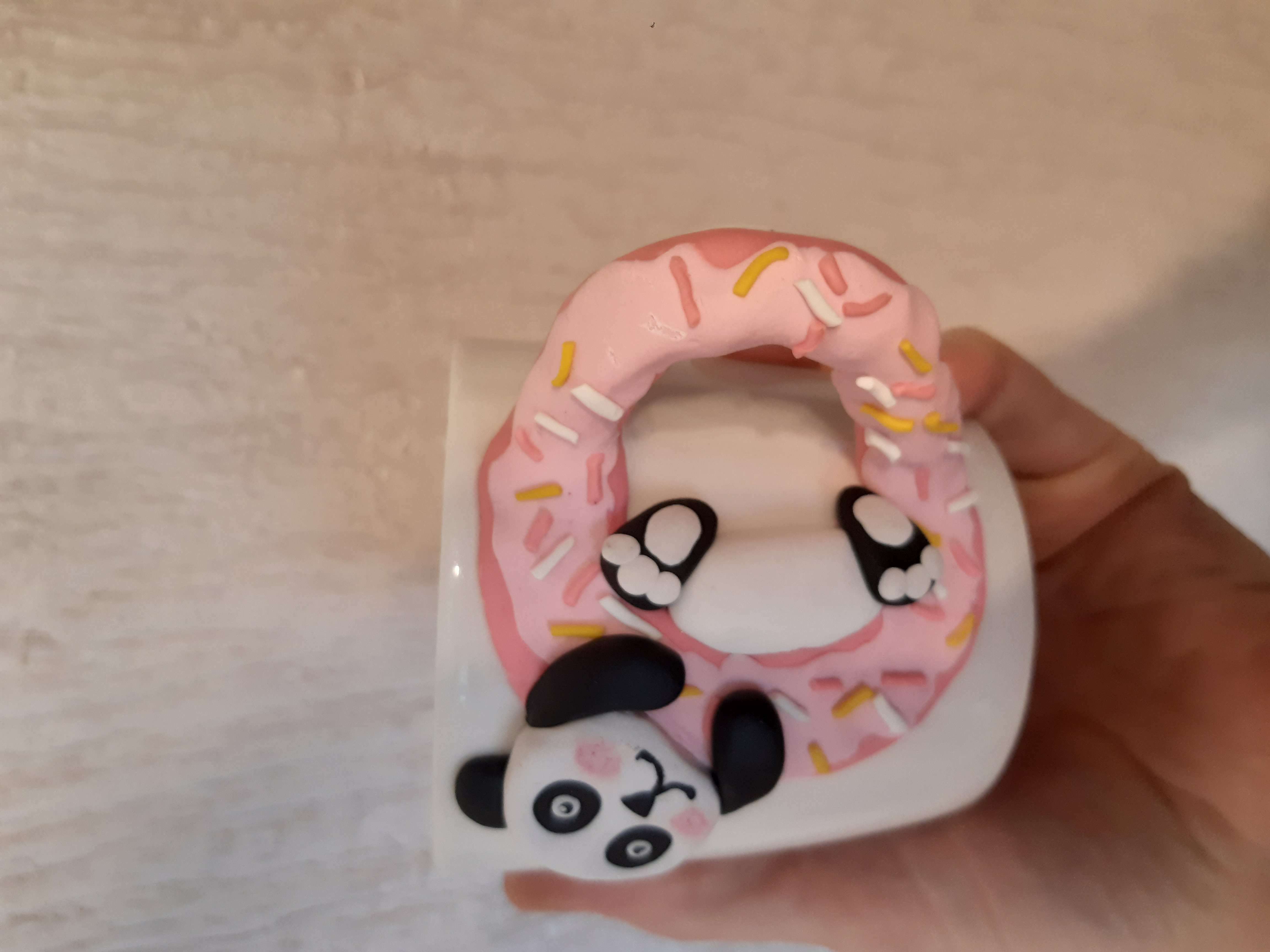 Фотография покупателя товара Кружка для декора полимерной глиной «Панда на пончике», 300 мл - Фото 2