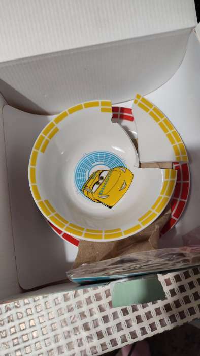 Фотография покупателя товара Набор посуды, 3 предмета: тарелка Ø 16,5 см, миска Ø 14 см, кружка 200 мл, Тачки