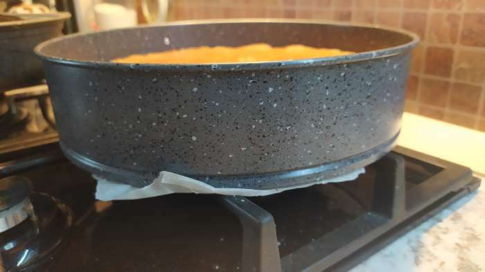 Фотография покупателя товара Форма Доляна для выпечки Элин «Мрамор», 24×6,5 см, съёмное дно, антипригарное покрытие, цвет серый - Фото 3