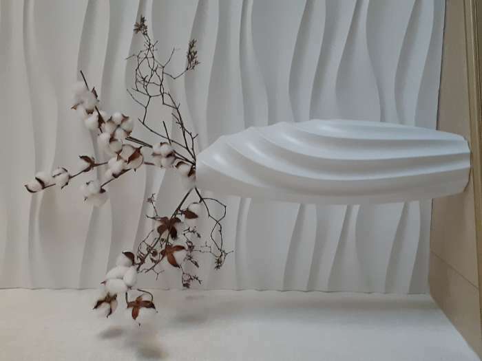 Фотография покупателя товара Ваза керамика напольная "Волны" 7х58 см, белый - Фото 2