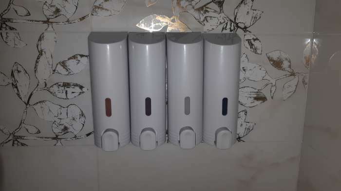Фотография покупателя товара Диспенсер для антисептика или жидкого мыла, механический, 350 мл, пластик, цвет белый