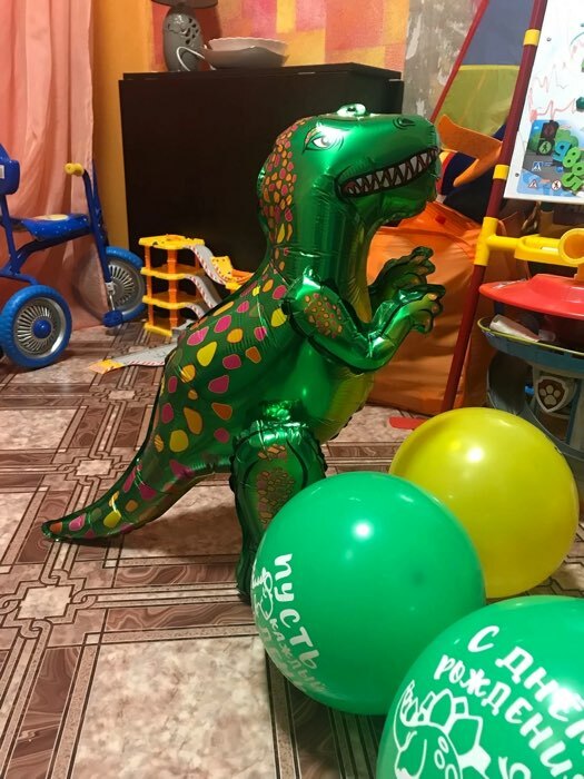 Фотография покупателя товара Шар фольгированный 25" «Динозавр аллозавр», цвет зелёный, под воздух - Фото 2