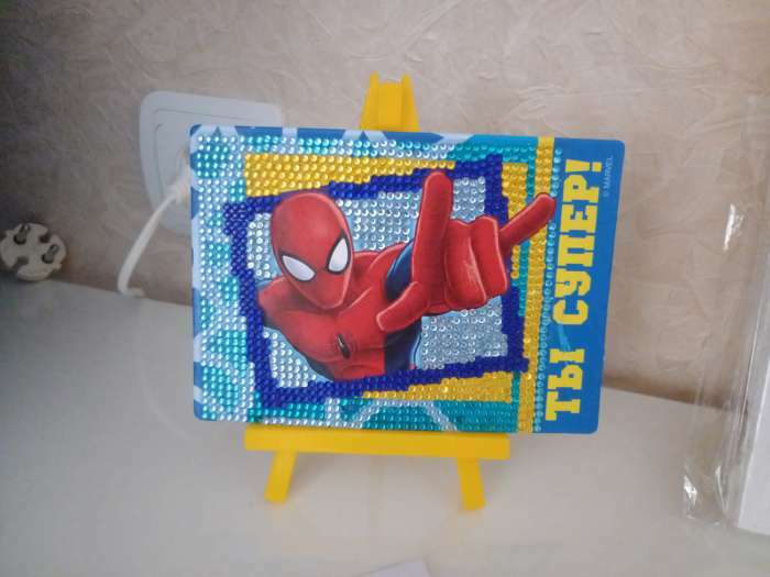 Фотография покупателя товара Алмазная вышивка для детей, 16 х 10,5 х 2 см "Ты супер!", Человек-паук - Фото 1