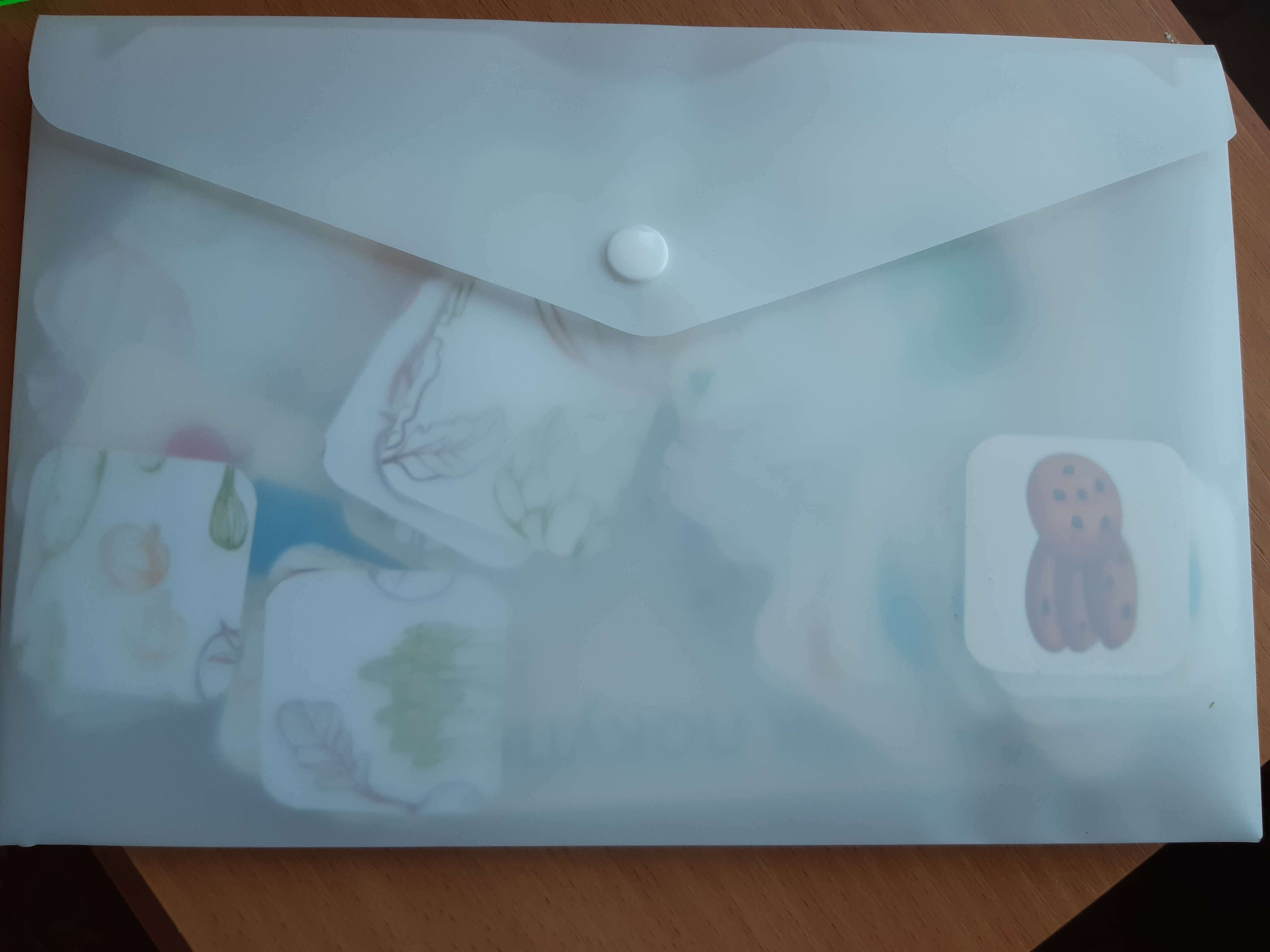 Фотография покупателя товара Папка-конверт на кнопке А5, 180 мкм, Calligrata, полупрозрачная, белая