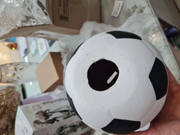Фотография покупателя товара Копилка "Мяч" белый, 15х15х15см