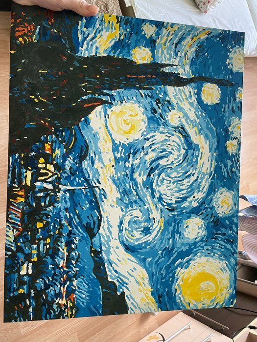 Фотография покупателя товара Картина по номерам на холсте с подрамником «Звёздная ночь» Винсент ван Гог, 40 х 50 см