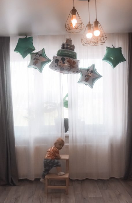 Фотография покупателя товара Букет из шаров фольгированных "Happy Birthday", набор 5 шт, Микки Маус, 4 звезды, тортик - Фото 1