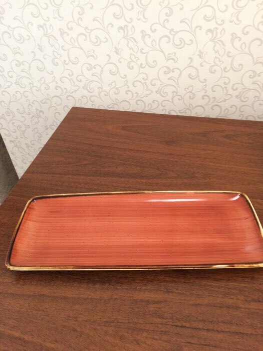 Фотография покупателя товара Блюдо керамическое сервировочное «Сапфир», 31×12 см, цвет оранжевый - Фото 3