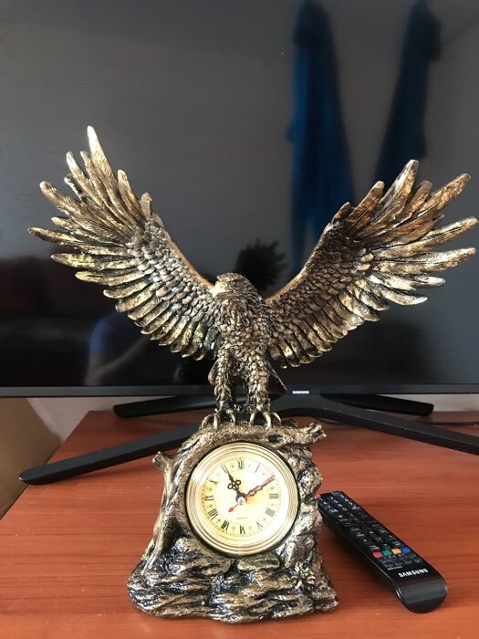 Фотография покупателя товара Часы настольные каминные "Орел расправил крылья", 35 см, золото - Фото 2