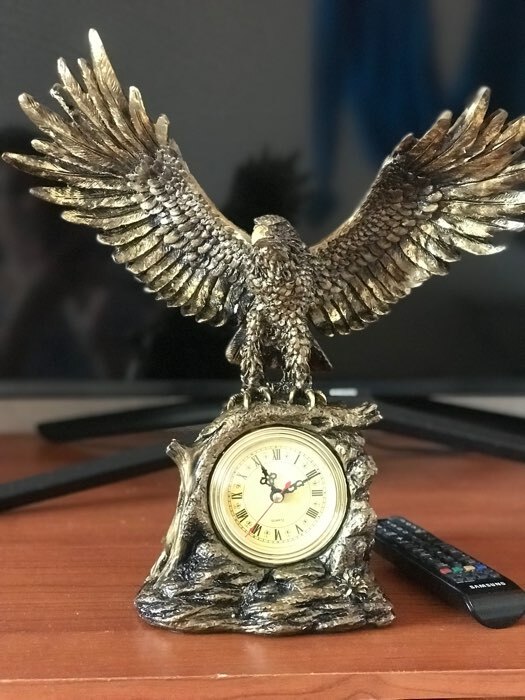 Фотография покупателя товара Часы настольные каминные "Орел расправил крылья", 35 см, золото - Фото 1