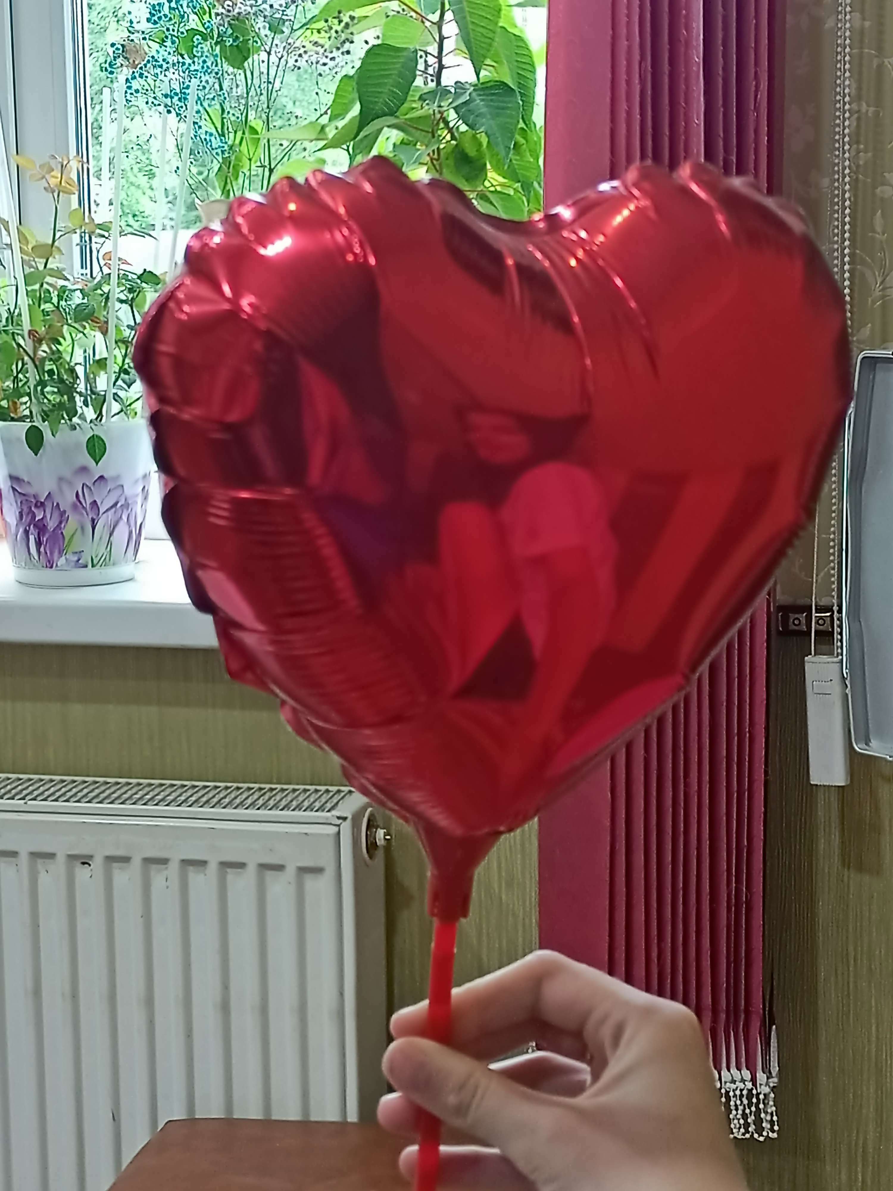 Фотография покупателя товара Шар фольгированный 10" «Сердце», с палочкой, цвет красный - Фото 8
