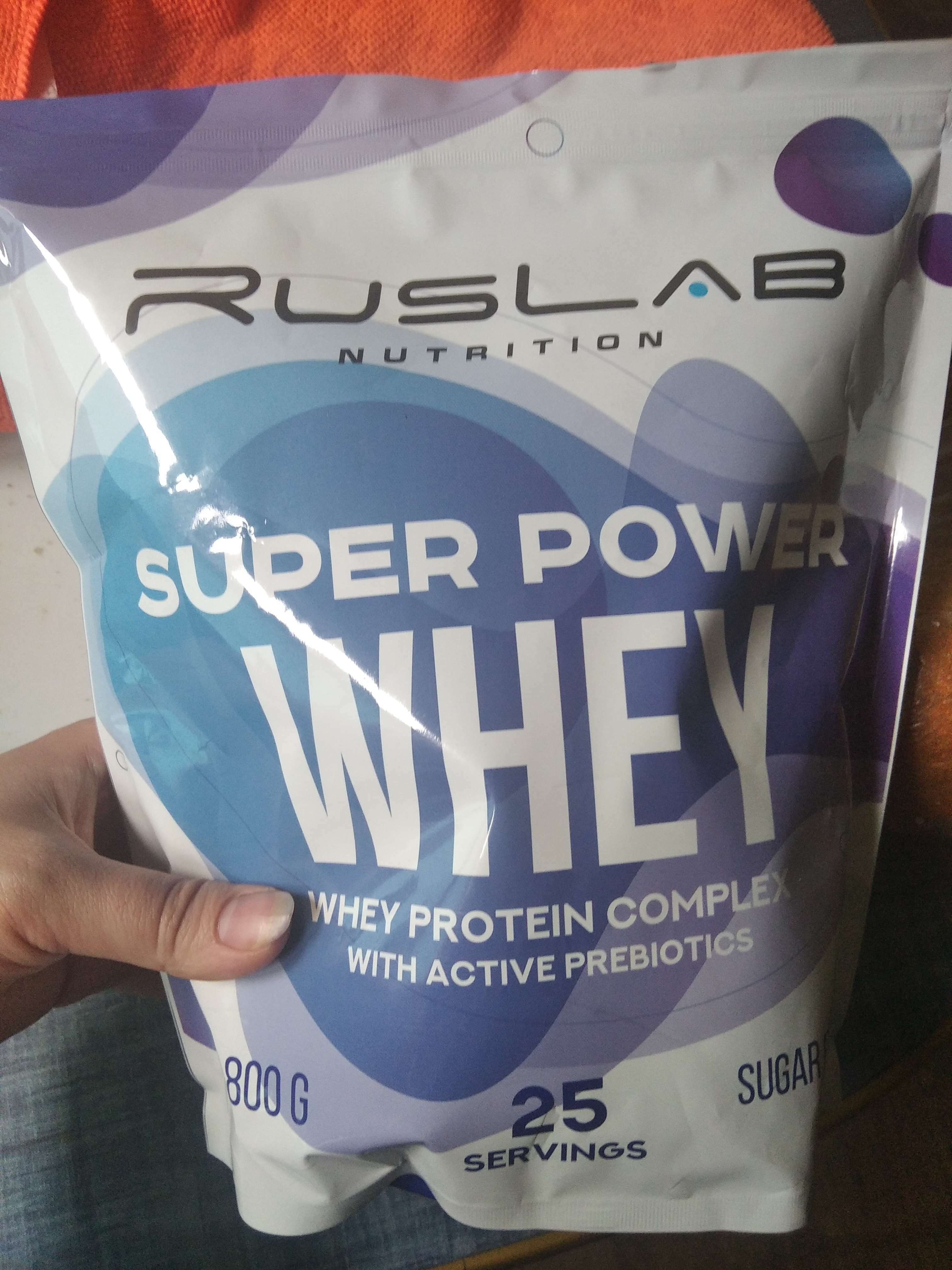 Фотография покупателя товара Протеин RusLabNutrition Super Power Whey Клубника со сливками, спортивное питание, 800 г - Фото 3