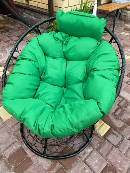 Фотография покупателя товара Кресло "Папасан" мини, ротанг, подушка зеленая микс, черный каркас, 81х68х77см - Фото 7