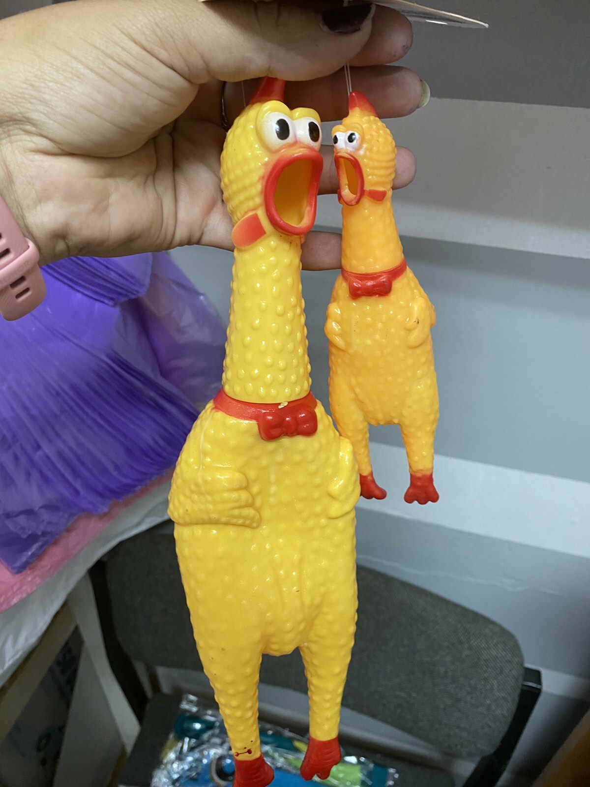 Фотография покупателя товара Игрушка пищащая "Задумчивая курица" для собак, 28 см, жёлтая - Фото 11