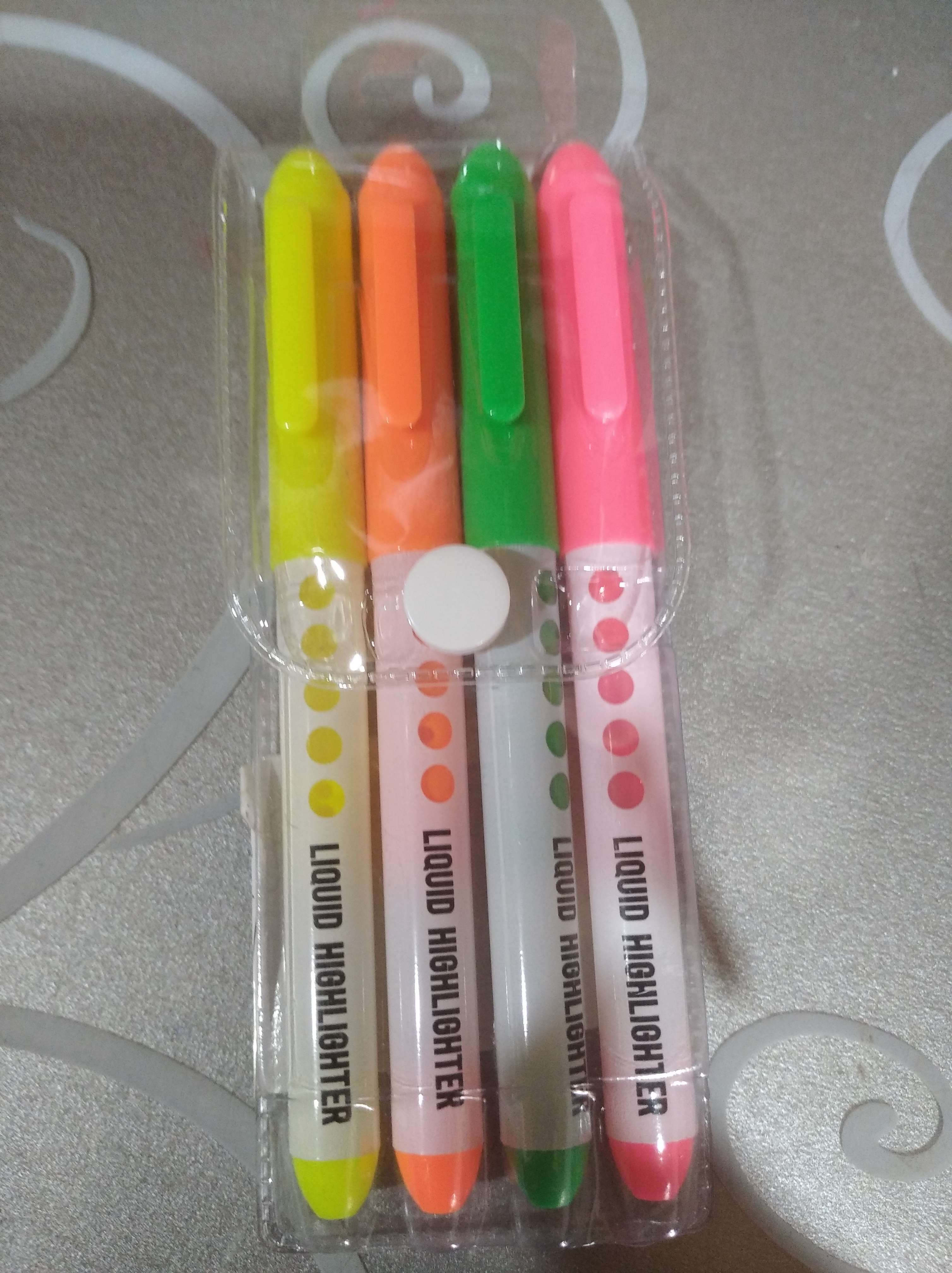 Фотография покупателя товара Набор маркеров-текстовыделителей, 4 цвета, 4 мм, с жидкими чернилами