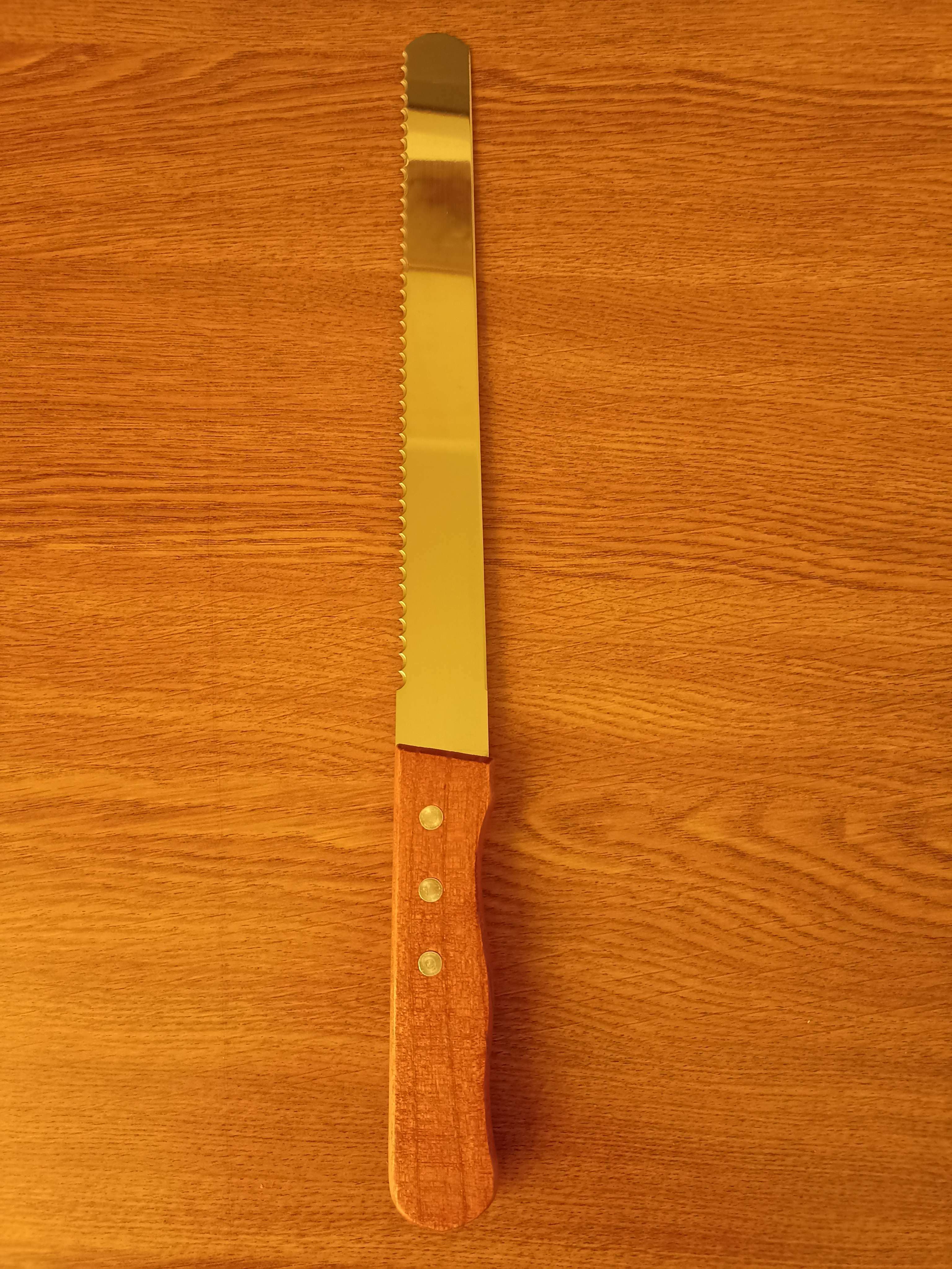 Фотография покупателя товара Нож для бисквита двусторонний KONFINETTA, с крупными зубцами и ровным краем, лезвие 25 см, толщина лезвия 0,9 мм - Фото 7