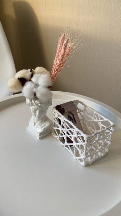 Фотография покупателя товара Корзина плетёная Доляна «Паутинка», 15,5×11×11 см, цвет белый - Фото 1