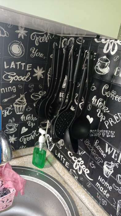 Фотография покупателя товара Держатель кухонный подвесной на 6 предметов Доляна, 1,5×26×7 см, цвет чёрный - Фото 12