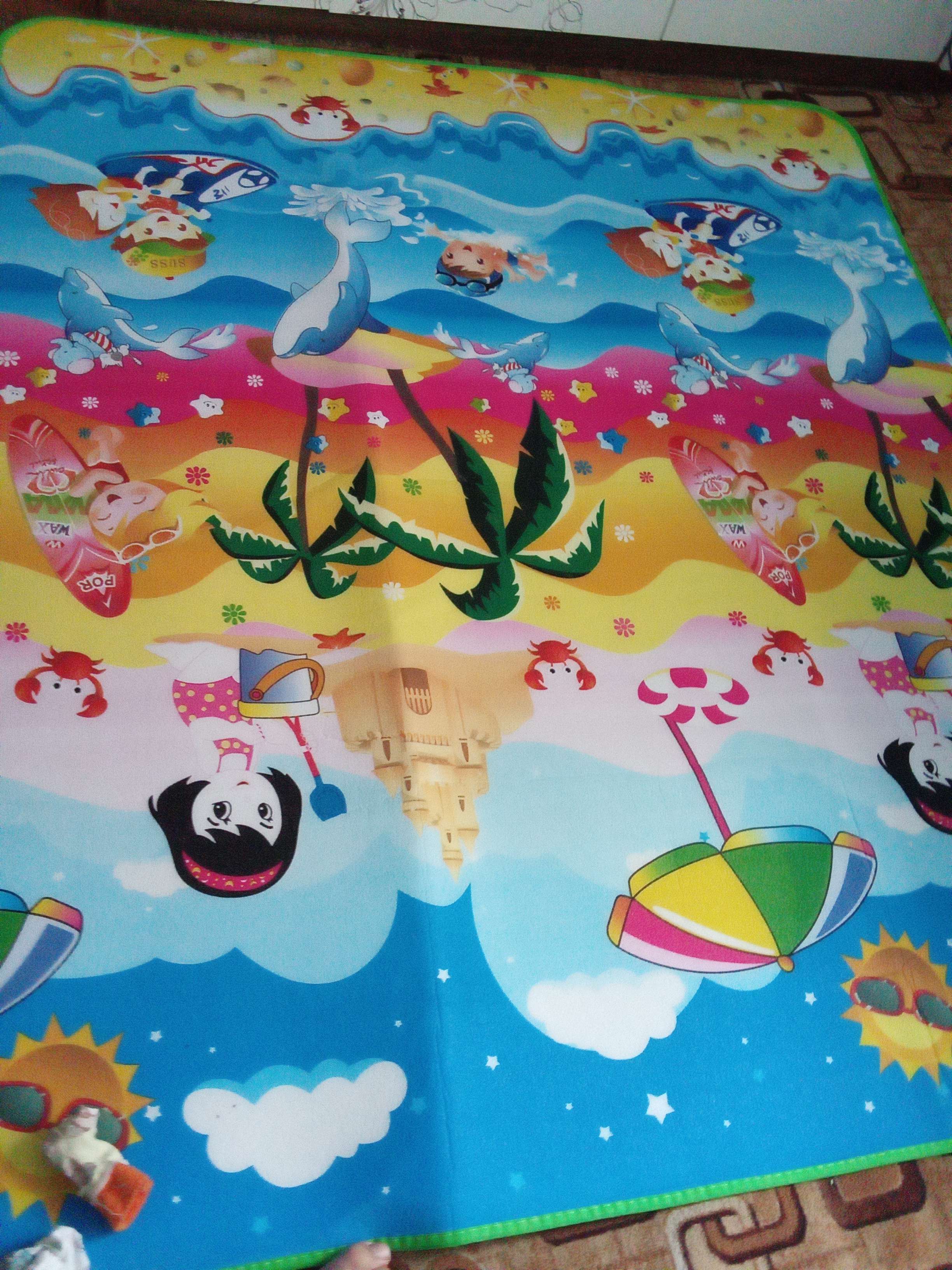 Фотография покупателя товара Игровой коврик для детей на фольгированной основе «Морской мир», размер 180х150x0,5 см, Крошка Я - Фото 1
