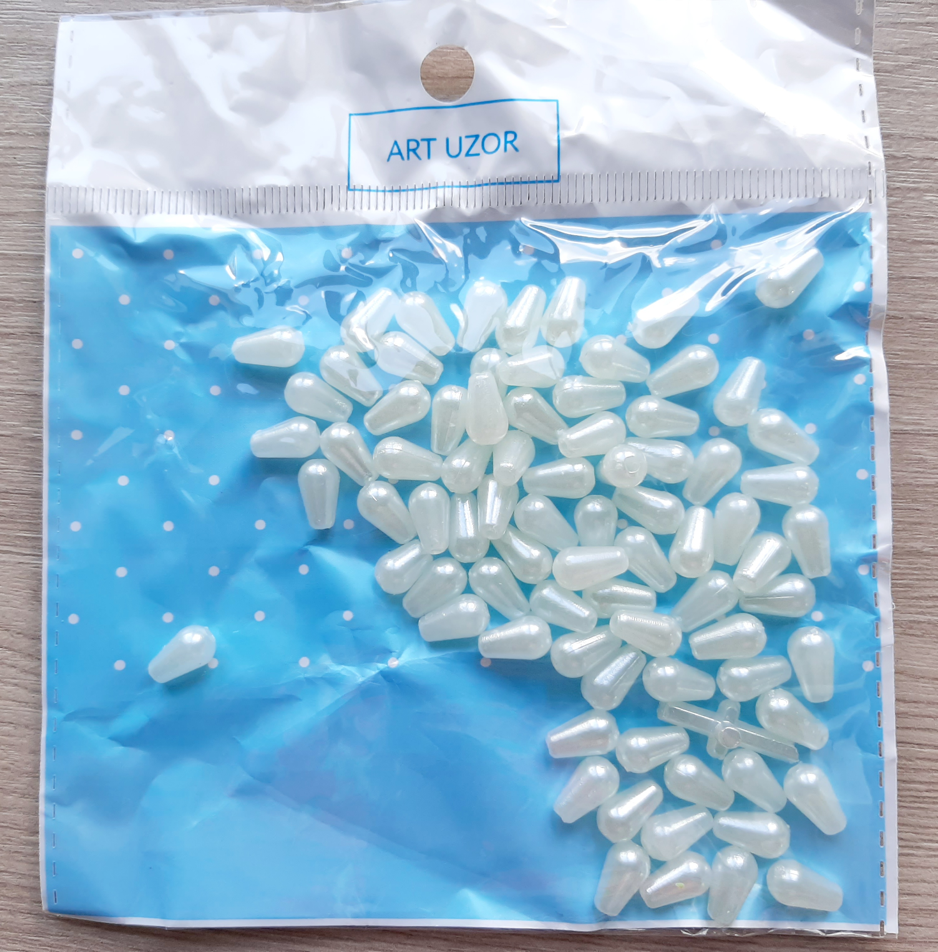Фотография покупателя товара Бусины для творчества пластик "Вытянутый жемчуг" набор 15 гр 1х0,8 см