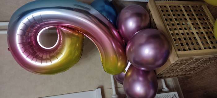 Фотография покупателя товара Букет из шаров «0», цифра, фольга, латекс, набор 9 шт., цвет градиент - Фото 5