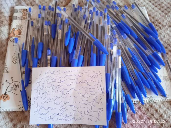 Фотография покупателя товара Ручка шариковая 0,7 мм, стержень синий, корпус прозрачный, колпачок синий - Фото 7