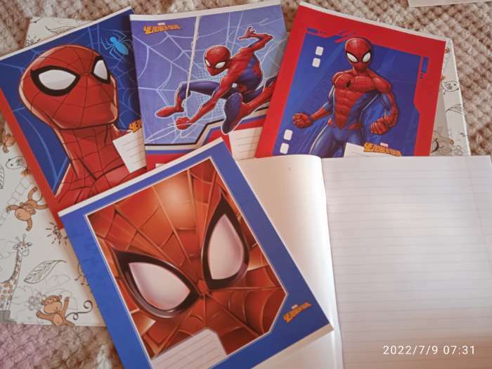 Фотография покупателя товара Тетрадь в линейку 12 листов, 5 видов МИКС, обложка мелованный картон, Человек-паук