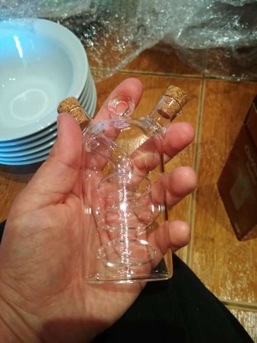 Фотография покупателя товара Бутыль стеклянная для соусов и масла 2 в 1 «Фьюжн. Вихрь», 100/30 мл, 8×4,5×12 см - Фото 1